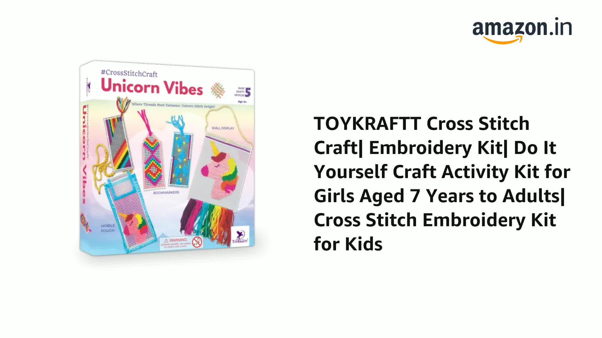 TOYKRAFTT Art N Craft Kids Cross Stitch Craft Embroidery Kit for